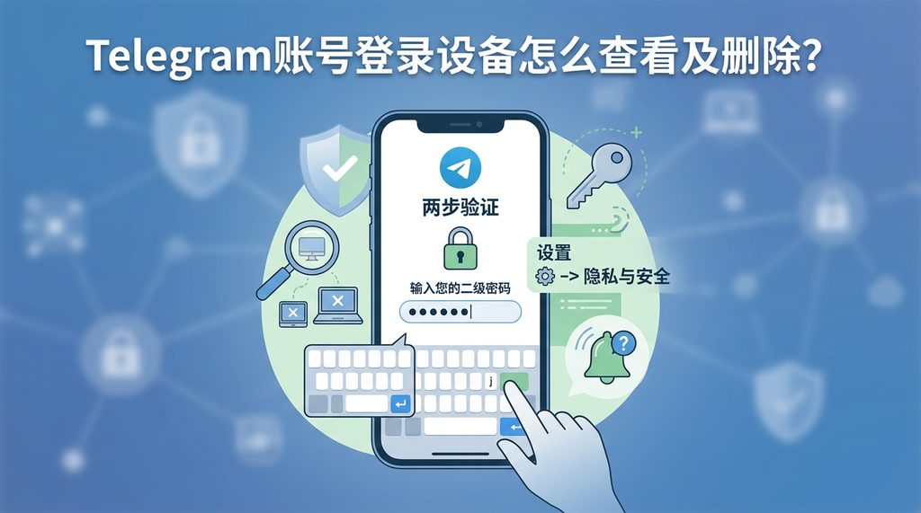 Telegram两步验证设置界面，用户正在输入二次密码的示意图