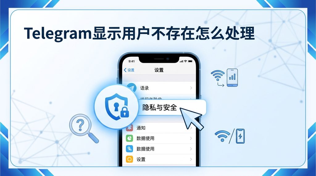 Telegram用户设置界面,标注隐私与安全选项的图标,采用简洁的蓝白配色风格