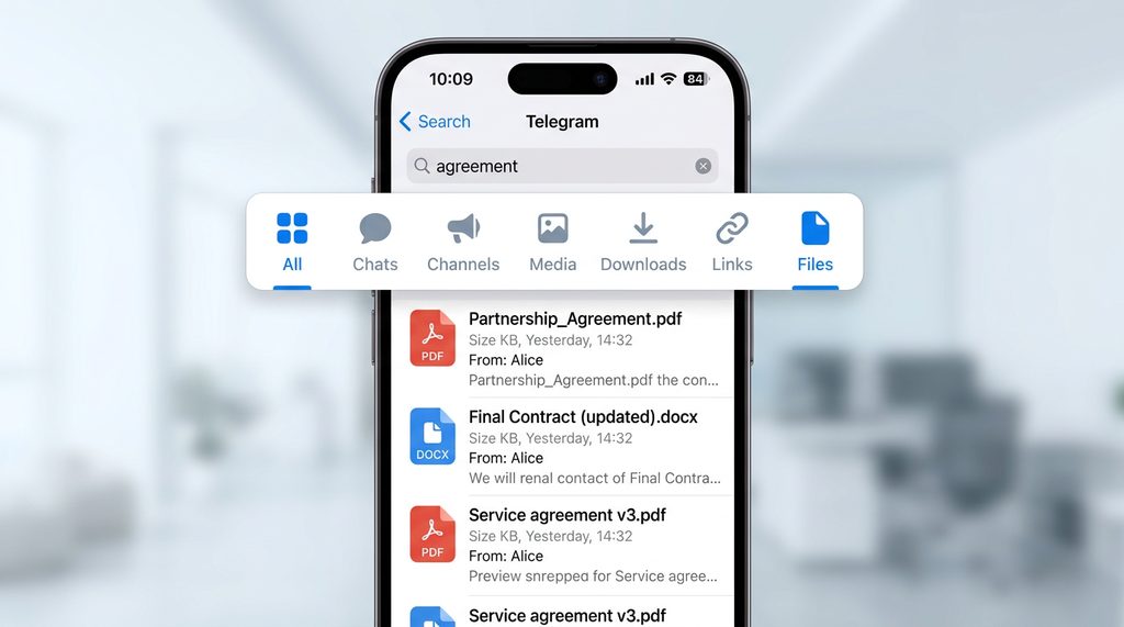 手机屏幕截图，搜索栏输入关键词后的筛选菜单展示，清晰易读